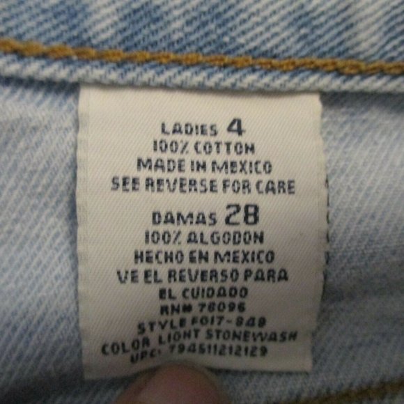 Vintage High Waist Cropped Jeans sz 4 100% Cotton Faded Blue - Picture 9 of 10